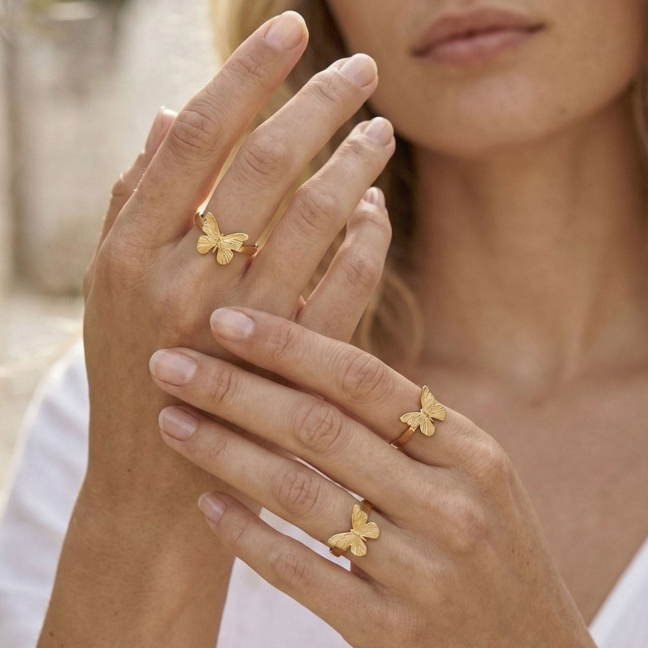 Schmetterlings ring, sterlingsilber 925 platiniert BALI SUN