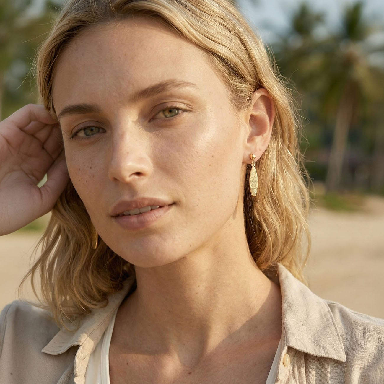 Silberne surfbrett ohrringe gelbvergoldet BALI SUN