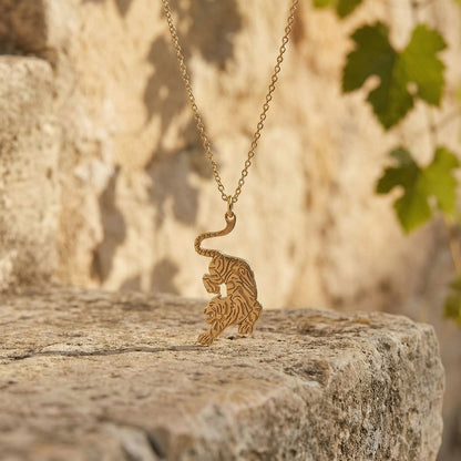 Boucles d'oreilles tigre en argent plaqué or jaune BALI SUN